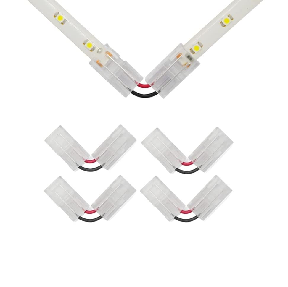 L Shape LED Connectors for Strip Lights, Right Angle Corner LED Strip Connectors, Solderless LED Light Strip Adapter for Single Color Tape Lights (for 2 Pin 10mm Single Color Strip Lights), 5 Pcs-image-10