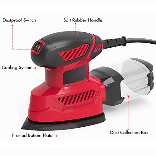 Vistreck Detail Sander 130W 14000RPM Compact Electric Sander with 16PCS Sandpaper Efficient Dust Collection System for Sanding Works in Home Decoration & DIY 2 Vistreck Detail Sander 130W 14000RPM Compact Electric Sander with 16PCS Sandpaper Efficient Dust Collection System for Sanding Works in Home Decoration & DIY - Image 2