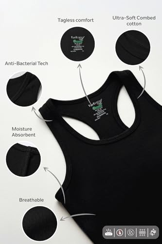 Image of Van Heusen Women's Racerback 100% Cotton Tank Top | Super Combed Cotton | Breathable Fabric | Anti-Bacterial Tech | Color Fresh Technology | Keeps You Fresh | Sweat Absorbent | Everyday Comfort | Style 11202 | Available in Pack of 1 & 2