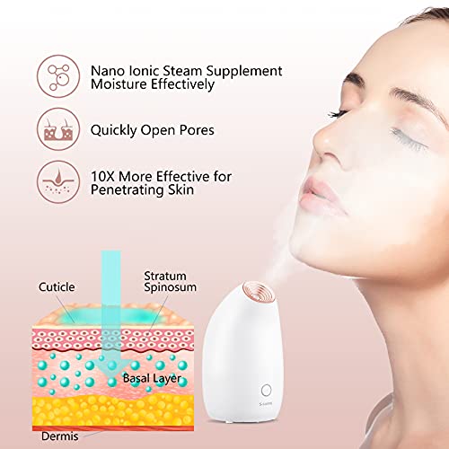 Vapeur Visage, S-CARING Sauna Facial Vaporisateur Personnel Sauna SPA Soins pour le visage pour soin de la peau, traitement des points noirs, désencombrement des pores, effet purifiant profond, Doré - Image 4