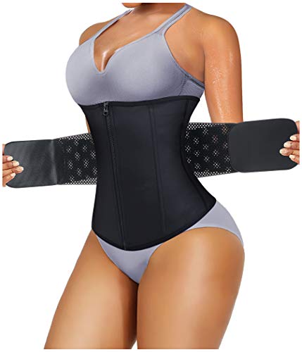 Gotoly Women Waist Trainer Corset Cincher Belt Tummy Control Slimming Body Shaper Belly Workout Sport Girdle (Black, Large)