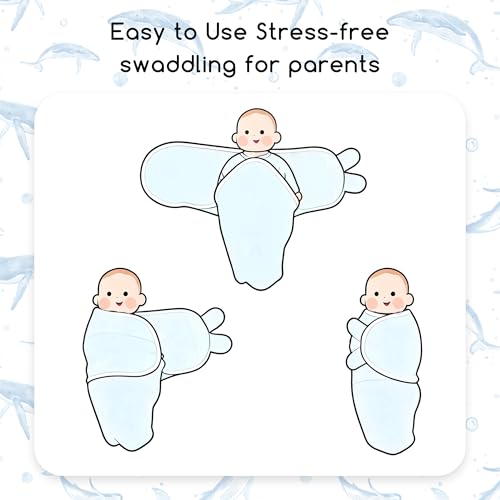 Image of Cotton Swaddles for Newborn, Baby Newborn Swaddle 0-3 Month | 2-Pack Soft Adjustable Newborn Swaddle Sleep Sack, Baby Girls & Boys,Wrap Nursery Infant Swaddling Blankets Blue Whale