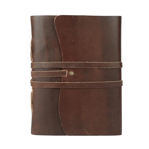 KomalC Dark Tan Leather Journal 8x6 | Handmade...