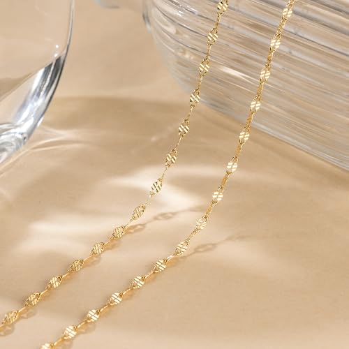 14K Gold Necklaces for Women Dainty Golden Necklace for Women Non Tarnish Thin Gold Chain Necklace Womens Fusion of Art and Aesthetics Necklaces for Mens Golden Chain 16,18,20,22,24 Inches2