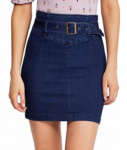 Free People Womens Living It Up Denim Belted Pencil Skirt