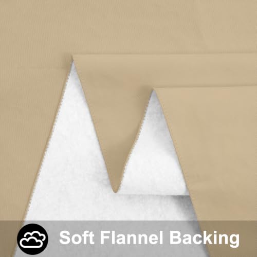 Image of Smiry Rectangle Table Cloth 60 inchx84 inch, Waterproof Wipeable Vinyl Tablecloth | Oil Spill Proof Plastic Table Cover, Flannel Backed Table Cloths for Dining, Picnic, Camping, Outdoor, Khaki