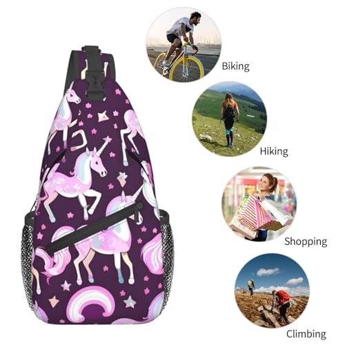 Mochila cruzada ligera con estampado unicornio negra miniatura 6