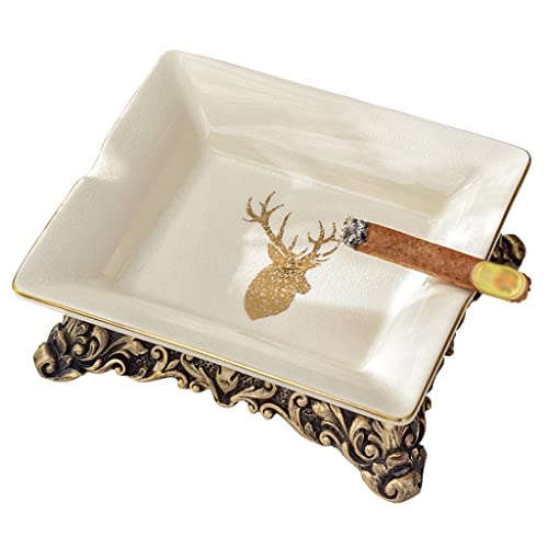 Cenicero De Cigarros Cenicero De Sala De Estar del Hogar Decoración De Oficina De Moda Cerámica De Grietas De Hielo Americano (Color : Blanco, Size : 20 * 17 * 7cm) Cover