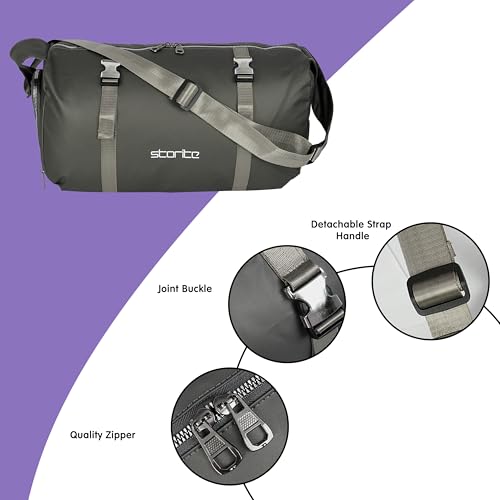 Image of Storite Travel Duffle Bag with Shoe Compartment, Shiny Grey, 43x22x18.5 cm