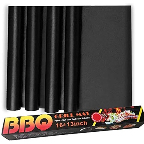BOMJJOR 4 Packs Oven Liners Mats Non-Stick Heavy Duty BBQ Grill Mat Heat Resistant Oven Liner for Toaster Ovens Dishwasher Safe Liner Mats Spring Outing Barbecue Mats16inch x 13inch Cover