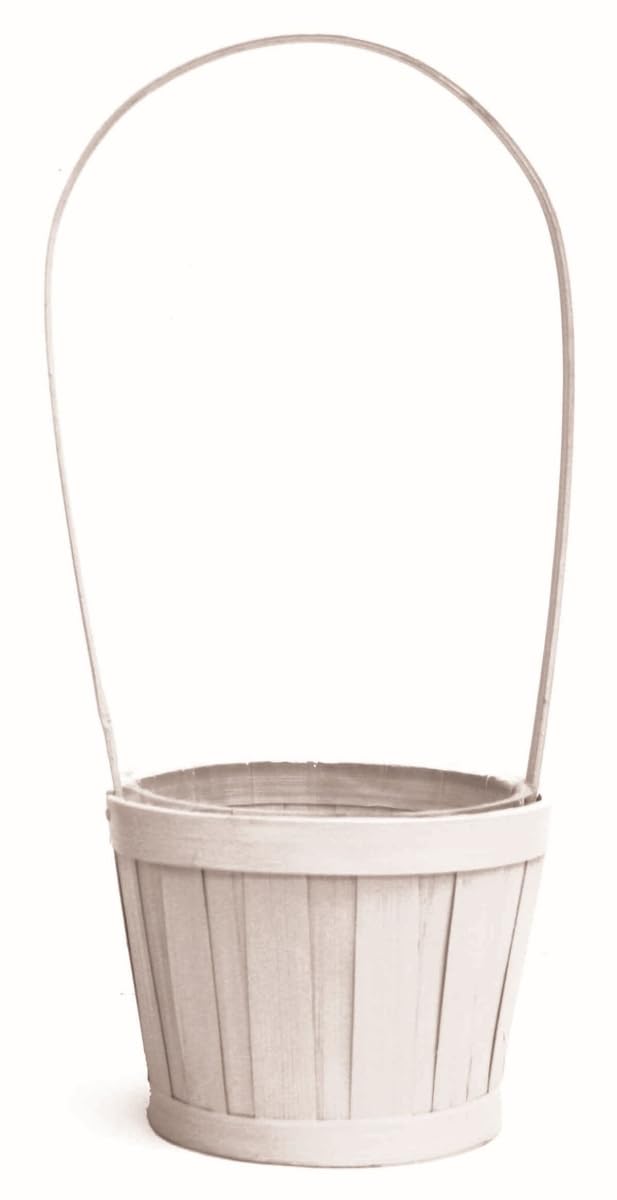 212 Main White Washed Slat Bamboo Basket Planter