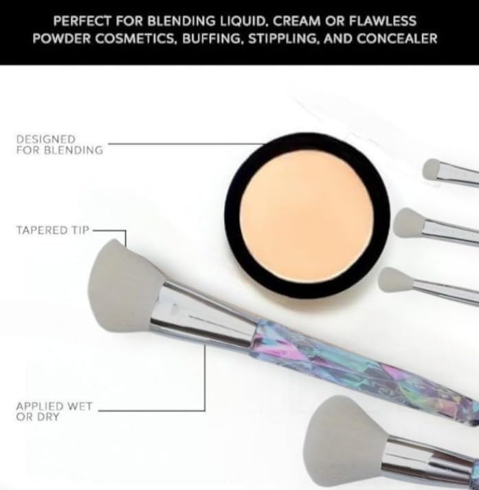 F.A.R.A.H Show Me Magic 5-Piece Makeup Brush Set – Opal Edition | Vegan, Cruelty-Free, Face & Eye Brushes for Blending, Contouring & Highlighting