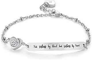 LSxAB Not Sister By Blood But Sister By Heart Bracelet for Best Friend BFF Adjustable Chain Bracelets Friendship Jewellery Gift