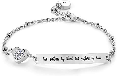 LSxAB Not Sister By Blood But Sister By Heart Bracelet for Best Friend BFF Adjustable Chain Bracelets Friendship Jewellery Gift