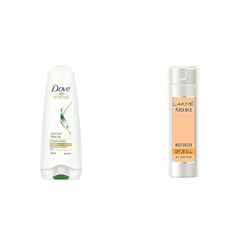 Dove Hair Fall Rescue Conditioner, 180ml And Lakme Peach Milk SPF 24 PA Sunscreen Moisturiser, 120 ml