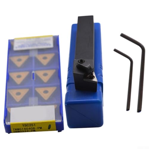 HpLive MTQNR2020K16 - Soporte de cincel giratorio con 10 hojas de carburo TNMG160408-PM para tornos CNC