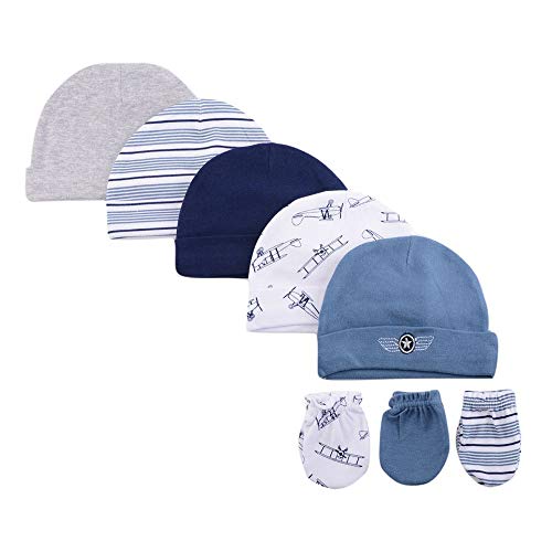 LACOFIA Conjunto de Sombreros y Manoplas para Bebé Niños 100% Algodón Gorras...