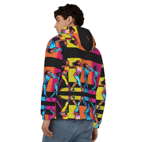 Sweat à capuche imprimé homme veste zippée manches longues
