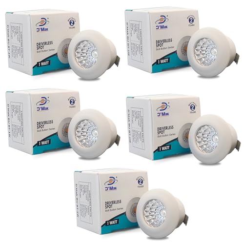 Image of D'Mak 1 Watt Round LED Button COB Blue Focus Light for POP /Recessed Lighting (Blue, Pack of 5)