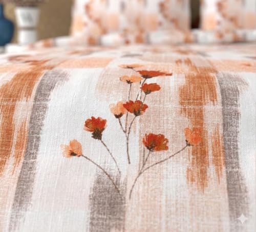 Image of FRESH FROM LOOM Large King Size 240 TC Cotton Flat Sheet with Standard Pillow Covers 100% Cotton 240 TC King Flat Sheet Set - Durable, Soft, and Hypoallergenic, Rust, Size- 108x108 inch