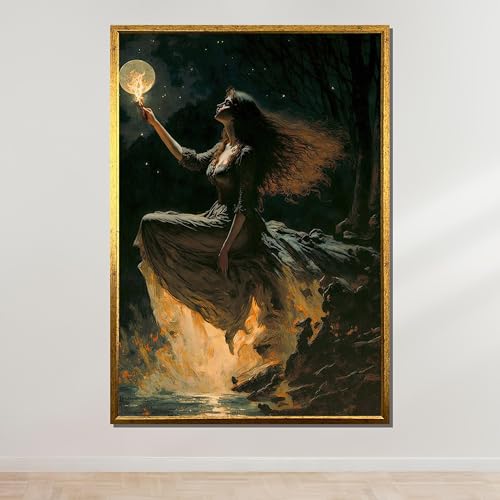 Peinture sur toile clair de lune gothique affiche femme 30x40cm
