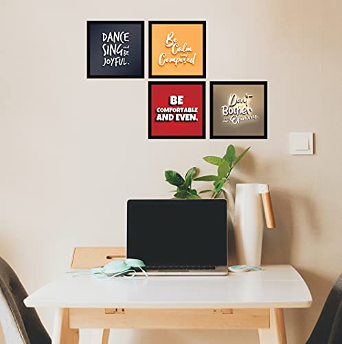 Image of ArtX Paper Motivational Quotes Be Calm Wall Art Painting, Framed Paintings For Home Office Decor 20 X 20 inches (Combined), 10.0 X 10.0 each, Multicolor Posters With Frame, Set of 4
