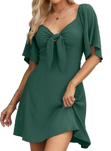 Image of Dokotoo Womens Dresses 2026 Spring Summer Deep V Neck Elegant Cocktail Bow tie Mini Dress S-XL