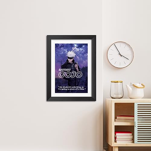 Image of TenorArts Satoru Gojo Poster Naruto Anime Quotes Laminated Photo Frame Painting with Matt Finish Black Textures (12 inches x 9inches)
