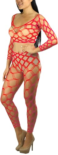 Image of ToBeInStyle Women's Spandex Multi Net Fishnet Set Rave Novelty Party Crop Top & Tights