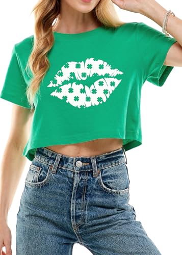 Image of Funny St Patricks Day Outfits Shirt Women Sexy Saint Patricks Day Shamrock Clover Crop Tops for Teen Girls