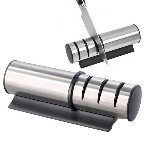 Afilador Cuchillos 3 Etapas, Afilador de Cuchillos Profesional, Fondo Antideslizante para Cocina y Exteriores