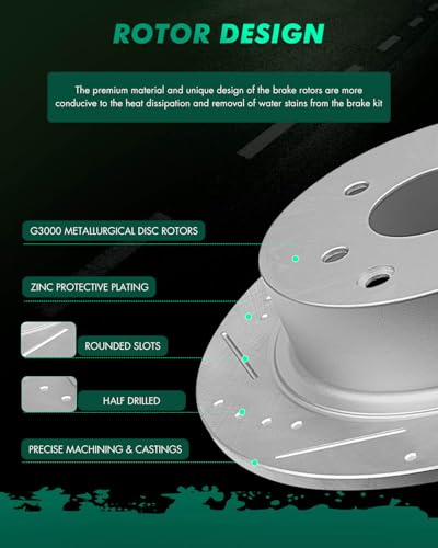 Image of SCITOO Rear 11.48 inch Brake Pads and Rotors Kits:31312;D905-7784