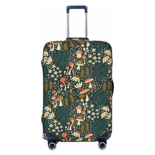 Mushroom and Flower Luggage Cover Washable Elasticated Luggage Covers for Suitcase TSA Approved Stylish Scratch Resistant Luggage Case Protector