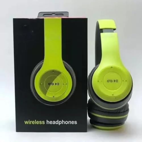 Image of Wireless Bluetooth Headphones with AUX Support | Comfortable Ear Pads | Over-Ear Foldable Headset with Mic | Compatible with Mobile, Laptop, Tablet-Green