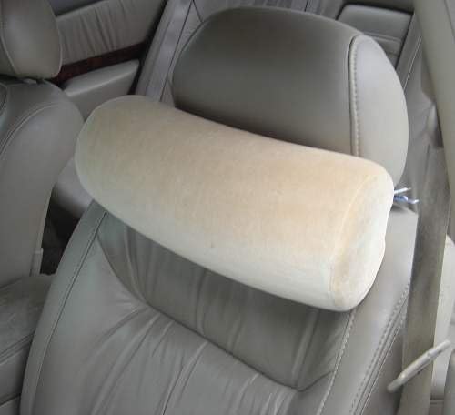 Memory Foam Car Neck Pillow With Headrest Strap - Tan