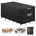Patio Rectangular Table Chair Set Cover Waterproof 420D Heavy Duty Large Outdoor Furniture Protector Cover for Patio Garden Dining Table & Chair Set (Black, Rectangular 108"x82"x30")