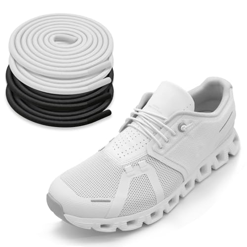 Image of 2 Pairs Elastic Shoe Laces for On Cloud 5, 6 Sneakers | 1 /10 inch(2.5mm) Thin Stretch Round Shoelaces Shoe Strings Replacement, Bungee Speed Tieless No Tie Laces for Adults and Kids