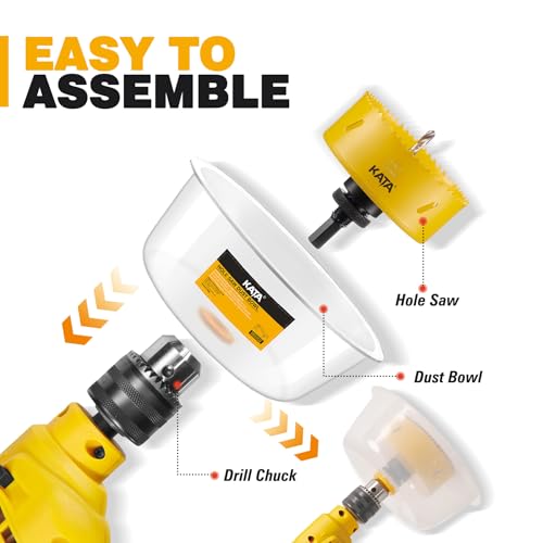 Image of KATA 4-1 /4 Inch Hole Saw with Silicone Dust Bowl for Recessed Lighting | 4.25 inch Hole Saw with Clear Smooth Bowl Helps Catch Drywall Dust for Smaller Ceiling, Can Light, Vent and Wood Repair Cutouts