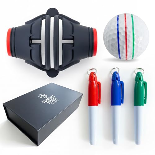 Golf Ball Marker Tool and 3 Marker Pens - Golf Ball Alignment Tool with Markers for Putting - 360 Line Drawing Template Stencil Kit Putting Aid Gift for Golfers or Golfing Accessories for Men