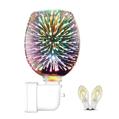 Lámpara Calentadora Velas, Quemador de cera eléctrico Enchufe Quemador de aceite de metal Quemador de cera for derretir Calentador de velas Lámpara difusora de aroma - Fuegos artificiales 3D Regalos y