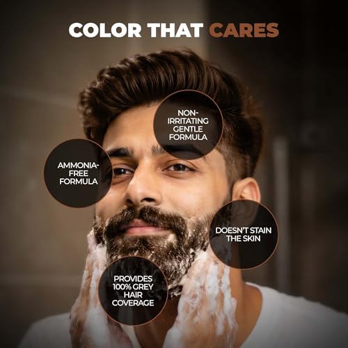 Image of BEARDO Beard & Hair Shampoo Color | Natural Brown | 100% Grey Coverage | 5 Minute Hair Colour | Ammonia Free | With Natural Actives | No Stain Beard Colour | 20ml X 5