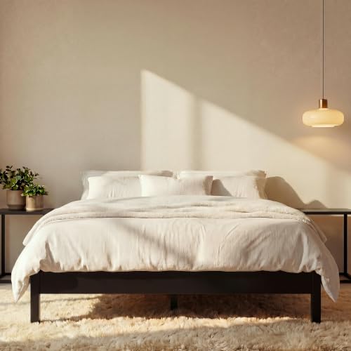 Image of LIFEMENT Full Bed Frame Signature Wood Platform, Noise Free, Under Bed Storage, No Box Spring Needed, Easy Assembly, Black
