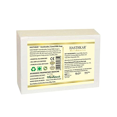Image of byPureNaturals Hasthkar Handmades Glycerine Camel Milk Soap Bathing Bar for Men & Women 125 gm (Pack Of 4)