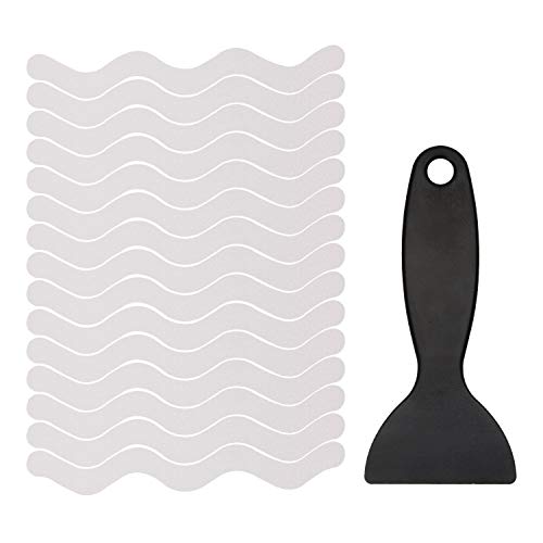 Tupalizy 24PCS Clear Bathtub Non Slip Stickers Anti Slip Tape Adhesive Strips Treads with Scraper for Shower Bathrooms Tubs Steps Stairs Slippery Floors Pools Kids Adults, 7 Inch