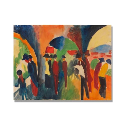 Tableau August Macke Sous l'arcade avec impression sur toile deco murale grand format 70x90