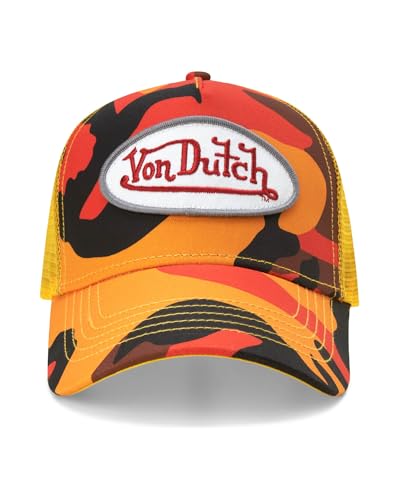Von Dutch Monogram Trucker Cap - Retro Snapback Cap for Men and Women - Adjustable Snap Fit Panel, Mesh Rear, Curved Bill