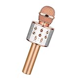 Wireless Bluetooth Karaoke Microphone,Rechargeable Kids Microphone Karaoke Machine,Professional Handheld Karaoke Mic Speaker Home KTV Kids Birthday Party - Best Gifts for Kids Adults (Rose Gold)