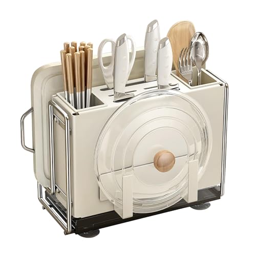 KALWEL, Soporte para bloque de cuchillos, almacenamiento de cuchillos, soportes para cuchillos para encimera, estante para cuchillos de cocina, jaula multifuncional para cubiertos y palillos,