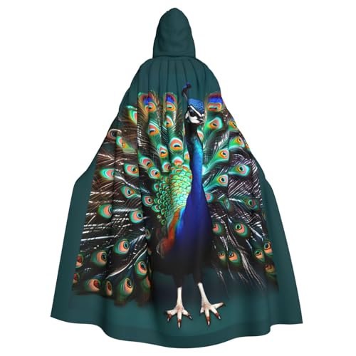 Cape à capuche paon aux finitions soignées pour costume médiéval et mariage