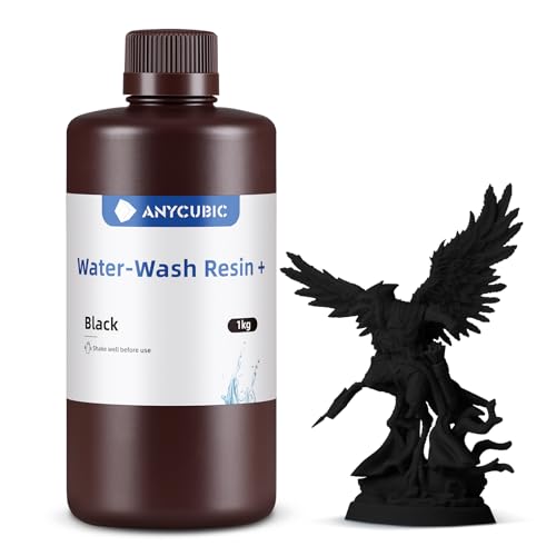 ANYCUBIC RÃ©sine Lavable Ã  l'Eau + pour Imprimante 3D RÃ©sine LCD Ã  UV 405 nm, Haute PrÃ©cision et Faible Odeur, RÃ©sine PhotopolymÃ¨re Standard pour l'Impression 3D Noir 1000g